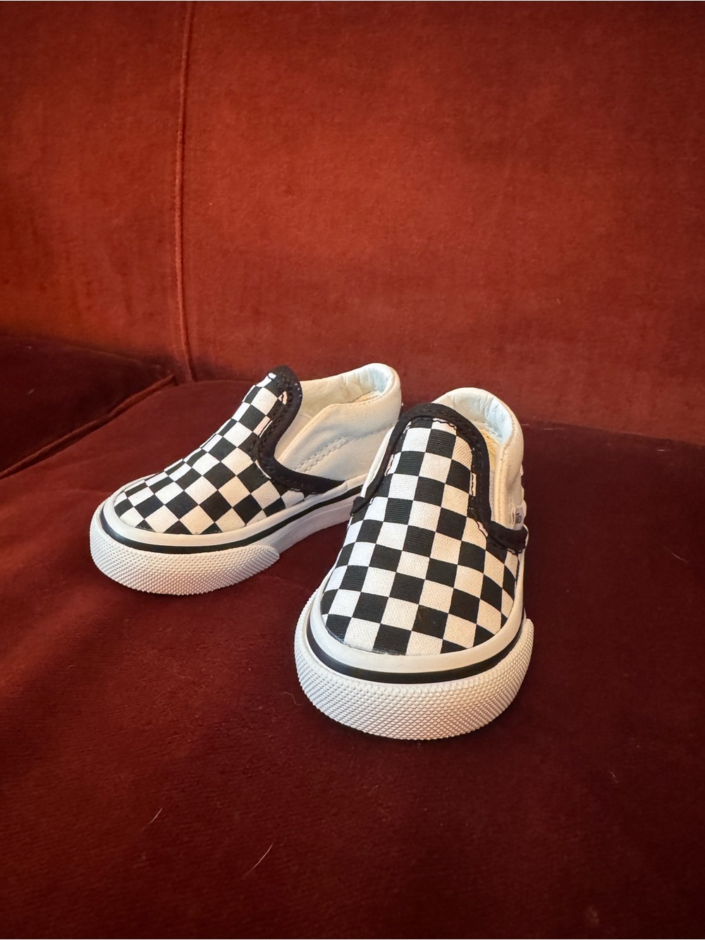 Vans Kids Black & White Checkerboard Slip-On Sneakers